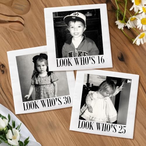 Custom 30th Birthday Napkins - Cheers to 30 Years Photo Design 5