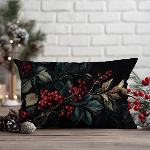 Christmas Berries Decorative Pillow Covers 12x20 - A-christmas Berries 2