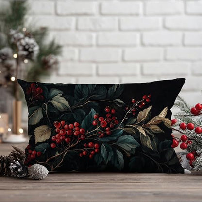 Christmas Berries Decorative Pillow Covers 12x20 - A-christmas Berries 2