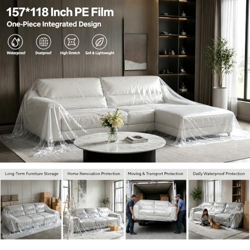 Clear Waterproof L-Shape Couch Cover - Large Sofa Protector for Indoor Furniture