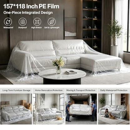 Clear Waterproof L-Shape Couch Cover - Large Sofa Protector for Indoor Furniture