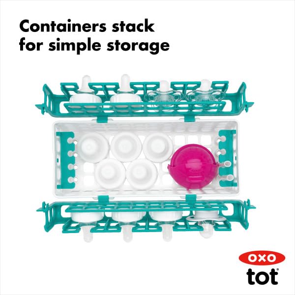 OXO Tot Dishwasher Basket for Bottle Parts & Accessories, Teal, 1 Count (Pack of 1)