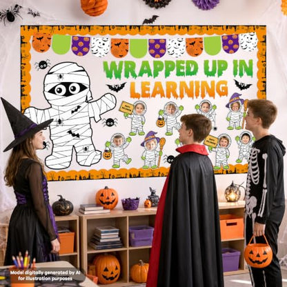 Halloween Mummy Bulletin Board Set - Classroom Decor with DIY Photo Space - Wrapped Up in Learning