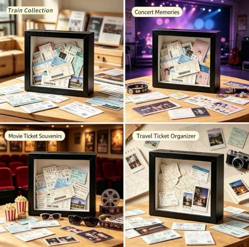 Square Shadow Box Display Frame with Slot - 5x5 Black