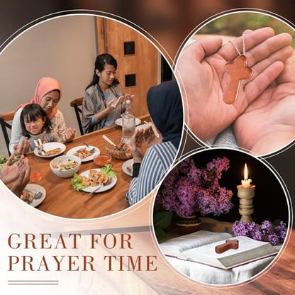 Mini Wooden Prayer Cross Set - Coffee Color, 200 Pieces Christian Gifts for Baptism & Communion