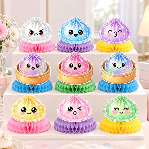 Dumpling Honeycomb Centerpieces - Colorful Dumpling Party Table Decorations