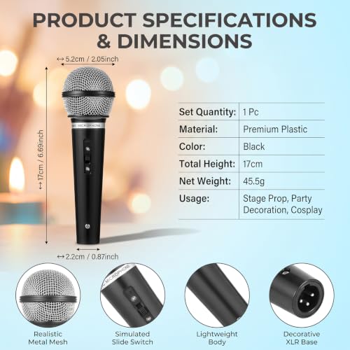 Plastic Microphone Prop - Fake Handheld Studio Mic for Cosplay & Decor