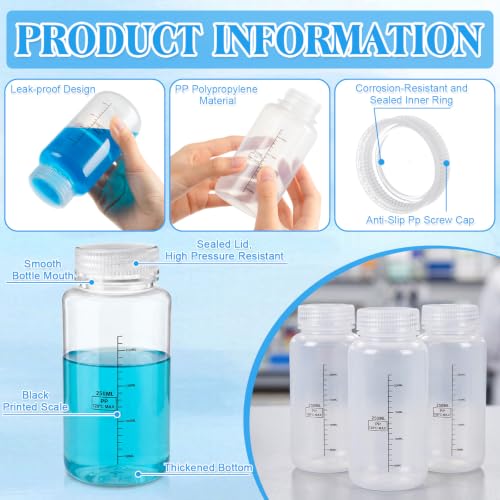 8.5 Oz Wide Mouth Plastic Bottles Set of 4 Liquid Containers - Clear PP