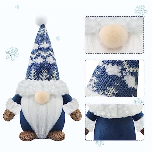 Blue Christmas Gnome Decorations Set of 3 Handmade Holiday Farmhouse Decor