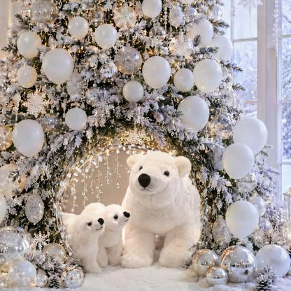 Giant Polar Bear Christmas Decoration LED Plush Bear - Winter Holiday Decor
