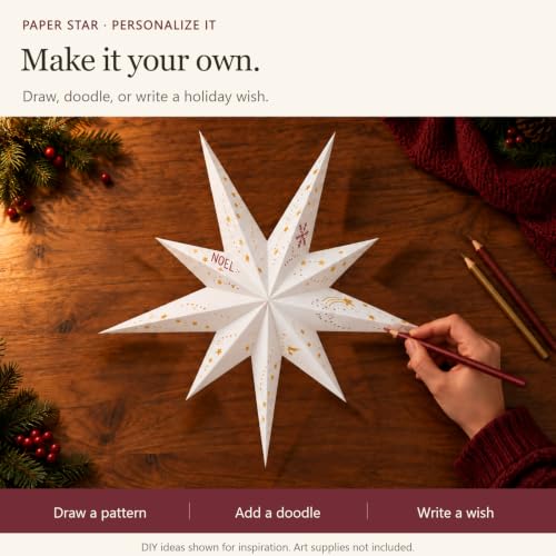 Paper Star Lantern 2 Pack - Hanging Christmas & Holiday Decor Lights
