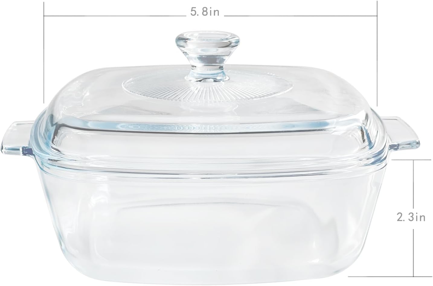 Skiennix Small Tempered Glass Casserole Dish - Oven Safe with Lid | 0.8L Clear Microwave Baking Dish