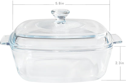 Skiennix Small Tempered Glass Casserole Dish - Oven Safe with Lid | 0.8L Clear Microwave Baking Dish
