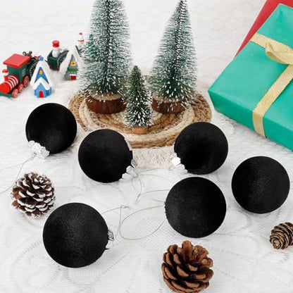 Black Velvet Christmas Ornaments Set - 30 Pcs 2.36 Inch Holiday Decor