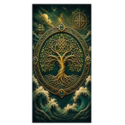 Nordic Viking Waves Tree of Life Beach Towel 36x72 Inches Large Absorbent Quick Dry