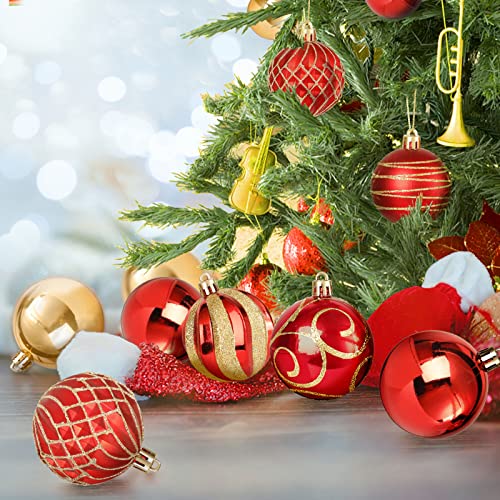 30 Pcs Christmas Tree Ornaments Set - Red & Yellow Shatterproof Bulbs 60mm