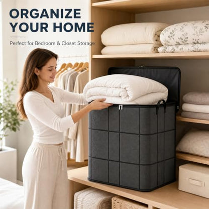 180L Foldable Storage Bags Set with Reinforced Handles - Large Capacity Closet Organizers