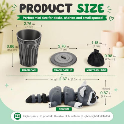Articulated Raccoon Trash Can Desk Decor - 3D Printed Animal Toy