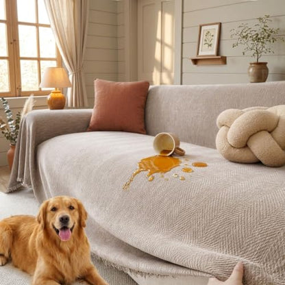 VOIR Waterproof Couch Cover for Dogs Small Loveseat - Warm Mocha, Washable