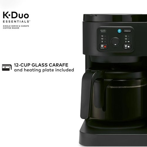 K-Duo Essentials Coffee Maker - Single Serve KCup Pod Brewer & 12-Cup Carafe | 72 oz Reservoir