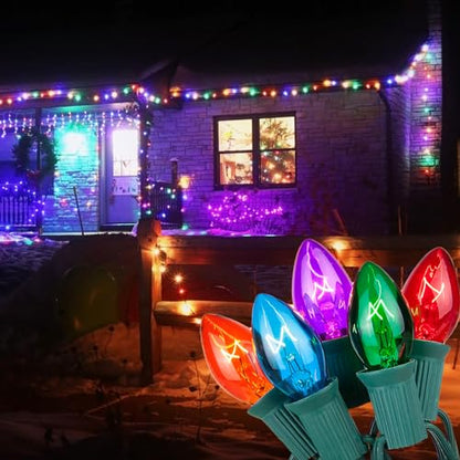 C7 Outdoor Christmas String Lights - 25Ft Multicolor Incandescent