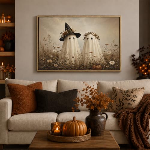 Halloween Wall Art Ghost Couple in Wildflower Frame 8x10 - Karani