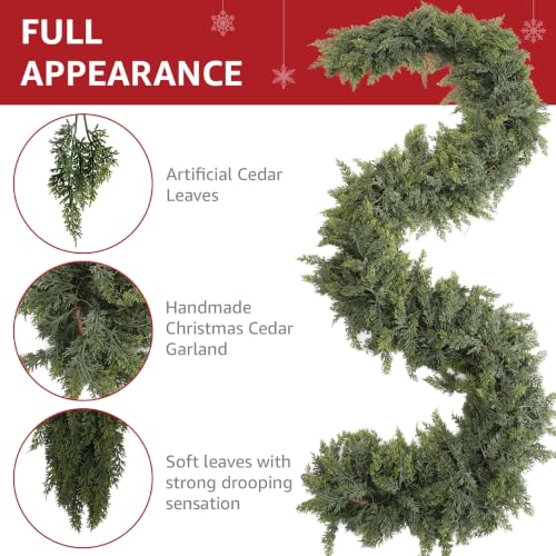 9 Ft Real Touch Cedar Garland for Mantle - Artificial Xmas Decor - Variation of THIS listing