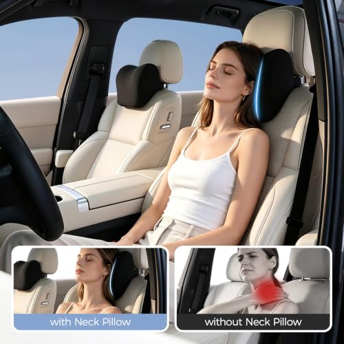 BABUR Car Neck Pillow Ergonomic Memory Foam Headrest - Black