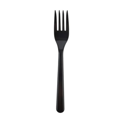 PlasticPro 200 Pack Heavy Weight Plastic Forks Black Disposable Forks Plastic Cutlery Set