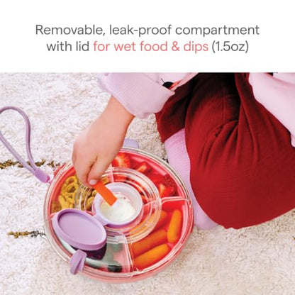 Kids Snack Container with Rotating Wheel & Lid - Pink, BPA Free