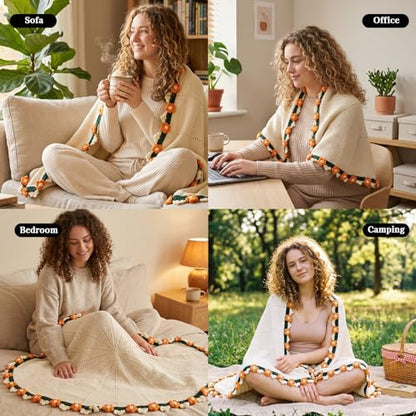 Daisy Crochet Flowers Blanket - 31 x 31 Inches Pastel Flower Bouquet Gift for Mom