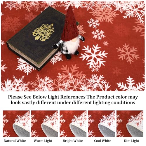 Christmas Snowflake Runner Rug 2x10 ft - Red Holiday Hallway Carpet
