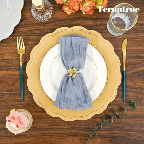 Gold Charger Plates Set 60 Pcs 13 Inch Round Elegant Table Decor for Weddings & Events - Variation of Gold / 60 Pcs