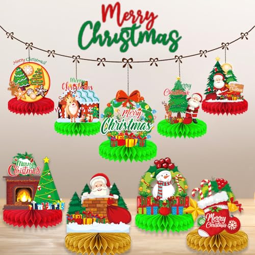 Christmas Table Decorations Centerpieces Set - Festive Holiday Party Supplies, 9 Pieces