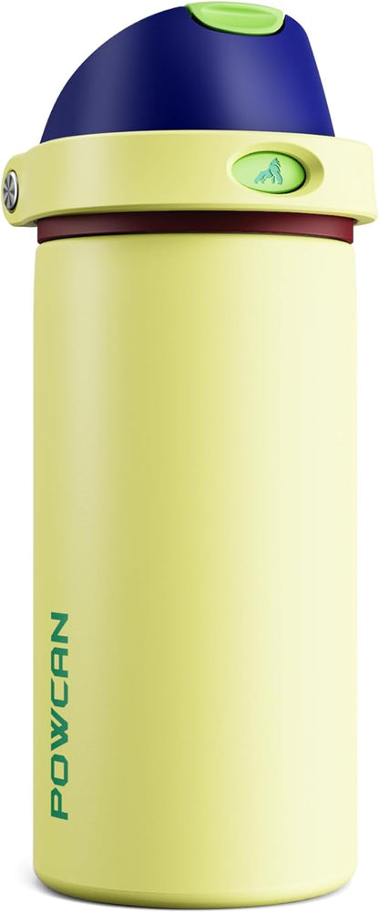 POWCAN Insulated Stainless Steel Water Bottle - 18 oz, 2-in-1 Spout & Straw, Leakproof, Travel-Friendly