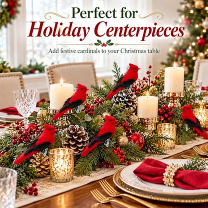 Set of 24 Clip-On Red Cardinal Christmas Tree Ornaments - 5 Inch Winter Wildlife Decor