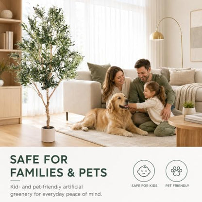 Artificial Olive Tree 7FT Indoor Faux Tree with Green Leaves - Olive Green / 10in
