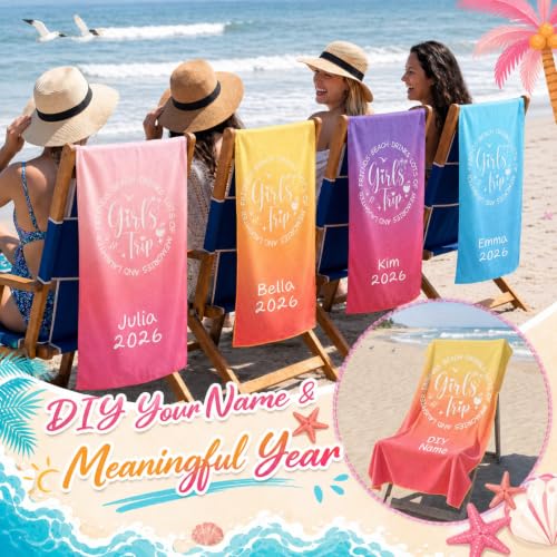 Girls' 6 Pack 35x70 Inch Gradient Color Beach Towels - Gift Set