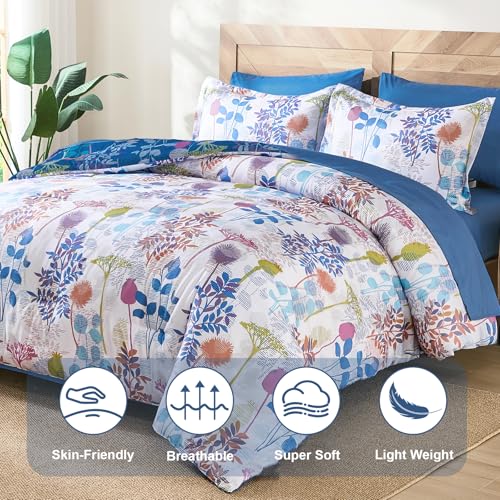 7-Piece King Size Botanical Comforter Set - Microfiber Bed Bedding
