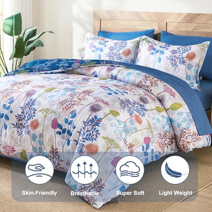 7-Piece King Size Botanical Comforter Set - Microfiber Bed Bedding