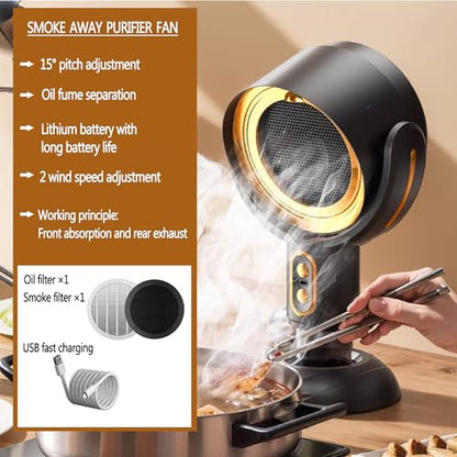 Portable Smoke Purifier Fan for Indoor Cooking & BBQ - Gold