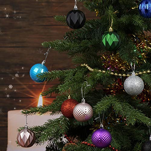 Christmas Tree Ornaments Set - Shatterproof Dark Green Baubles for Holiday Decor 60mm