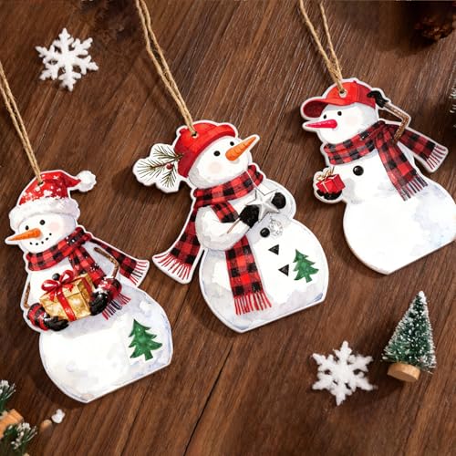 Rustic Christmas Snowman Wooden Centerpiece Set - Holiday Table Decor