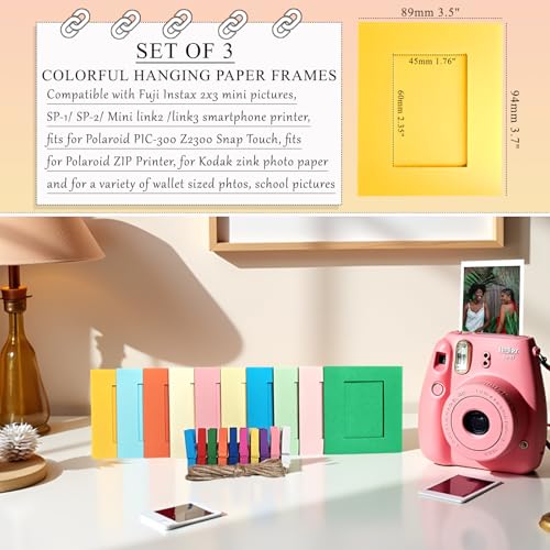 Multicoloured 30pcs Paper Picture Frames for Instax Mini 2x3 Wall Hanging Kit