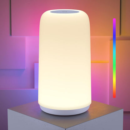 ROOTRO Touch Bedside Table Lamp - Sleek RGB Design | 3-Way Dimmable LED Nightstand Light for Bedroom & Living Room