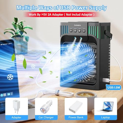 Portable 4-in-1 Evaporative Air Cooler with Remote, 3 Modes & LED Light - Black