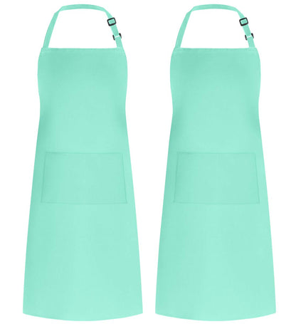 Syntus 2 Pack Adjustable Bib Apron Waterdrop Resistant with 2 Pockets Cooking Kitchen Aprons for BBQ Drawing, Women Men Chef, Green