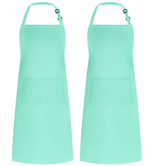 Syntus 2 Pack Adjustable Bib Apron Waterdrop Resistant with 2 Pockets Cooking Kitchen Aprons for BBQ Drawing, Women Men Chef, Green