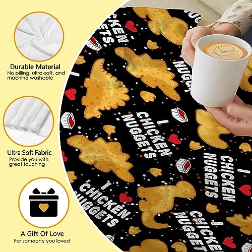 Chicken Nuggets Blanket for Adults - Ultra Soft Dino Food Flannel Throw 80x60"