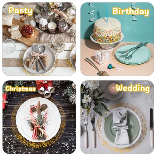 Gold Mesh Disposable Round Placemats Set of 12 - Elegant 13 Inch Holiday Table Decor